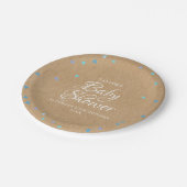 Rustikale blaue Liebe Herz Babydusche / Sprinkle Pappteller (Schrägansicht)