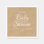 Rustikale blaue Liebe Herz Babydusche / Sprinkle Serviette (Vorderseite)