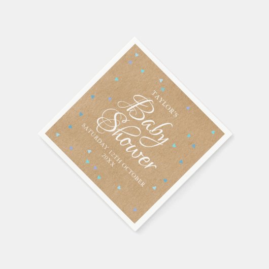 Rustikale blaue Liebe Herz Babydusche / Sprinkle Serviette (Ecke)