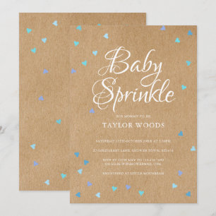 Rustikale blaue Liebesherzen Baby Boy Sprinkle Einladung