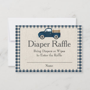 Rustikale Blaue LKW-Windel-Raffle-Karte Einladung