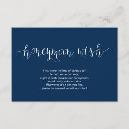 Rustikale blaue Navy-Schrift, Hochzeitshoneymoon W Begleitkarte