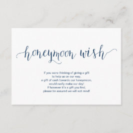 Rustikale blaue Navy-Schrift, Hochzeitshoneymoon W Begleitkarte
