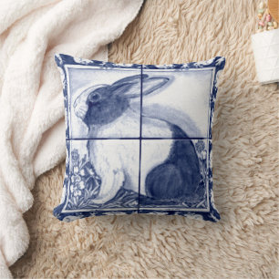 Rustikale blaue niederländische Hase Dedham Vintag Kissen