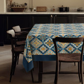 Rustikale, blaue, orangefarbene Kacheln aus dem Mi Tischdecke