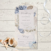 Rustikale Blaue Ozean Strand Creme Abendessen