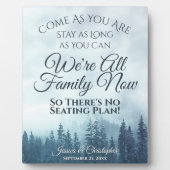 Rustikale blaue Pinien, die ohne Sitzplan Hochzeit Fotoplatte (Vorderseite)