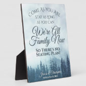 Rustikale blaue Pinien, die ohne Sitzplan Hochzeit Fotoplatte (Seite)