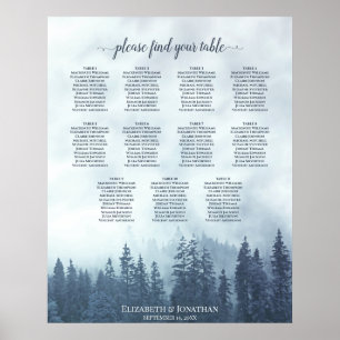 Rustikale Blaue Pinienbäume 11 Tabelle Sitzplan Poster