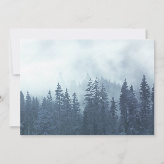 Rustikale Blaue Pinienbäume Hochzeit Probe & Abend Einladung (Rückseite)