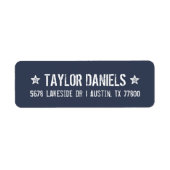 Rustikale blaue Rücksendeadressen-Aufkleber (Vorne)