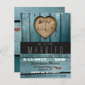 Rustikale blaue Scheunen-hölzerne Einladung (Vorne/Hinten)