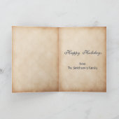 Rustikale blaue Schneeflocken Foto Feiertagskarte (Innenseite)