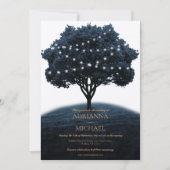 Rustikale blaue Tree String Lights Hochzeit Einlad Einladung (Vorderseite)