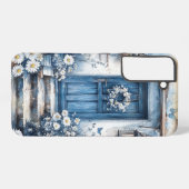 Rustikale blaue Tür mit Daisis - Kernnetz Samsung Galaxy Hülle (Rückseite (Horizontal))