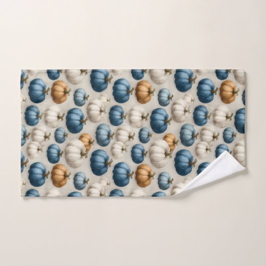 Rustikale blaue und neutrale Pumpkins Badhandtuch Set (Handtuch)