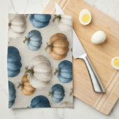 Rustikale blaue und neutrale Pumpkins Geschirrtuch (Viertel Falte)
