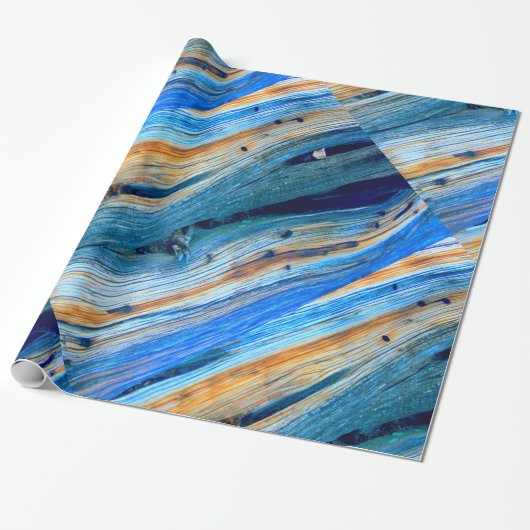 rustikale blaue Wacholderbuschholzbretter Geschenkpapier (Ungerollt)