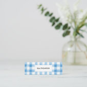Rustikale Blaue Wasserfarbe Büffel-Karo Minimalist Mini Visitenkarte (Stehend Vorderseite)