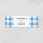 Rustikale Blaue Wasserfarbe Büffel-Karo Minimalist Mini Visitenkarte (Rückseite)