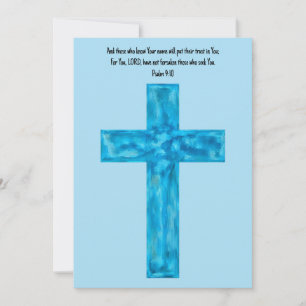 Rustikale blaue Wasserfarbe Cross Faith Flat Note  Dankeskarte