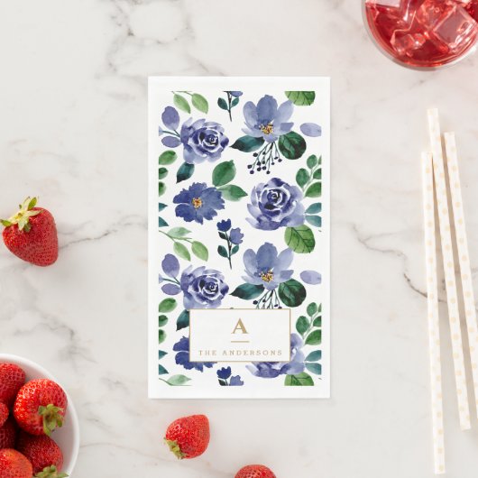 Rustikale blaue Wasserfarbe Serviette (Beispiel)