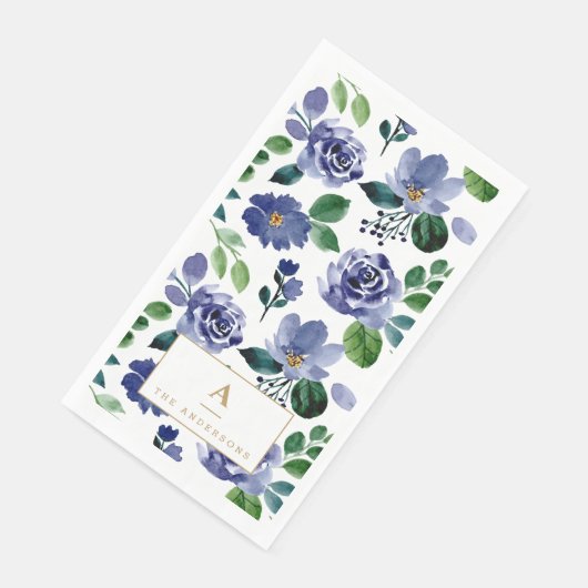 Rustikale blaue Wasserfarbe Serviette (Ecke)