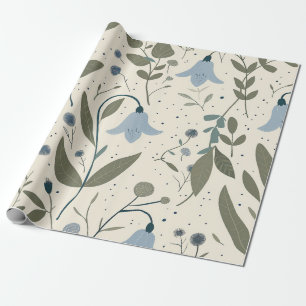 Rustikale blaue Wildblumen-Pastell-Vintage-Boho Geschenkpapier