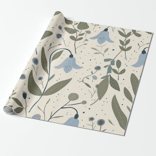 Rustikale blaue Wildblumen-Pastell-Vintage-Boho Geschenkpapier (Ungerollt)