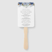 Rustikale Blauer Winterblumenhochzeit Fächer (Rückseite)