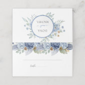 Rustikale Blauer Winterblumenhochzeit Platzkarte (Außenseite Aufgefaltet)