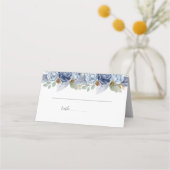 Rustikale Blauer Winterblumenhochzeit Platzkarte (Vorderseite)