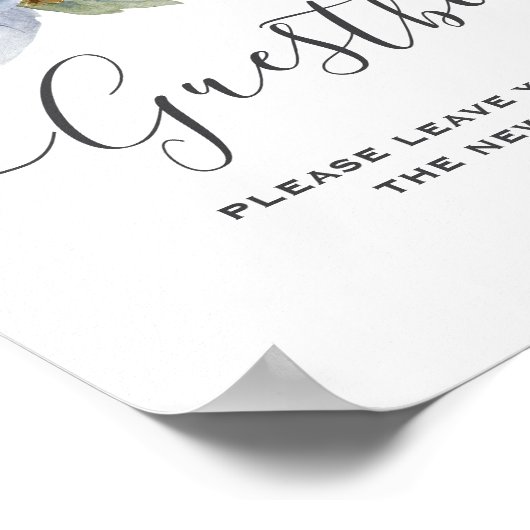 Rustikale Blauer Winterblumenhochzeit Poster (Ecke)