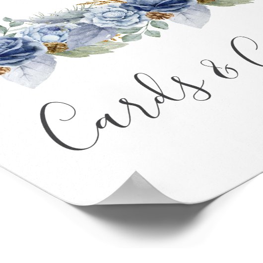 Rustikale Blauer Winterblumenhochzeit Poster (Ecke)