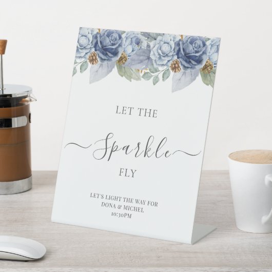 Rustikale Blauer Winterblumenhochzeit Sockelschild (In SItu)