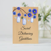 Rustikale blauflorale Masken Jar Sicherheitsmaßnah Begleitkarte (Stehend Vorderseite)