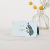 Rustikale Blauflorenpfauenhochzeit Platzkarte (Rückseite)