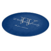 Rustikale Blaugraue Monogramm Anfangsbuchstabe Fam Schneidebrett (Ecke)