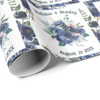 Rustikale blaugrüne Eukalyptus Watercolor Wedding Geschenkpapier