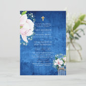 Rustikale blaukatholische Hochzeit der Hochzeit de Einladung (Stehend Vorderseite)