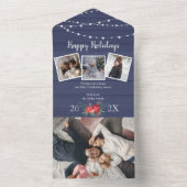 Rustikale Blautafel und Stringlichter-Fotokarte All In One Einladung (Innen Boden)