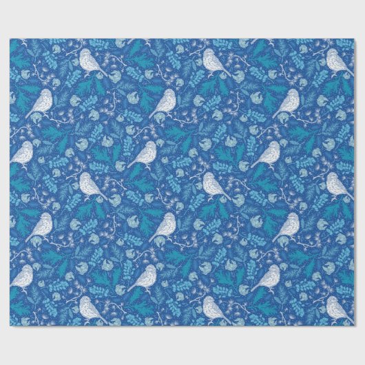 Rustikale Blauwaldvögel Weihnachtsfeiertag Geschenkpapier (Flach)