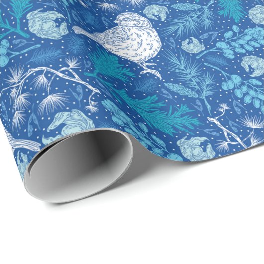 Rustikale Blauwaldvögel Weihnachtsfeiertag Geschenkpapier (Rolleneckpunkt)