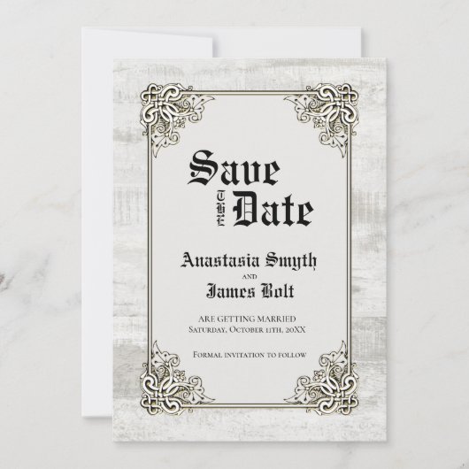 Rustikale Bleichholzschnitzel Save The Date (Vorderseite)