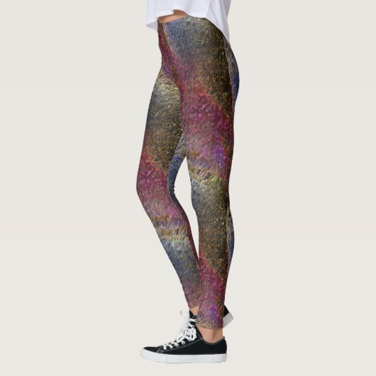Rustikale, blinkende, geschmolzene Spritzen aus fa Leggings (Links)