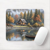 Rustikale Blockhütte im Gebirge Mousepad (Mit Mouse)