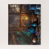 Rustikale Blockhütte mit Lampenlichtbühne Puzzle (Vertikal)