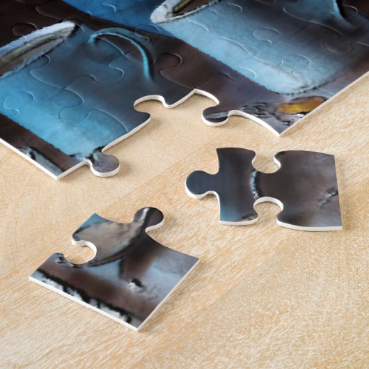 Rustikale Blockhütte mit Lampenlichtbühne Puzzle (Seite)