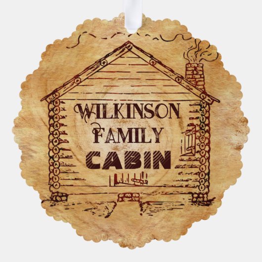 Rustikale Blockhütte Personalisiert Familienname Ornament Karte (Rückseite)