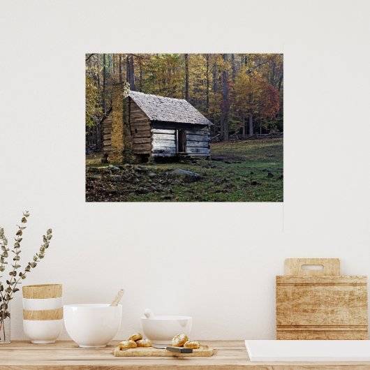 Rustikale Blockhütte Print Poster (Küche)